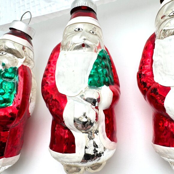 Bradford Novelty Christmas Trimmeries Hand Decorated Glass Santa Ornaments 4-Pac - Picture 10 of 11